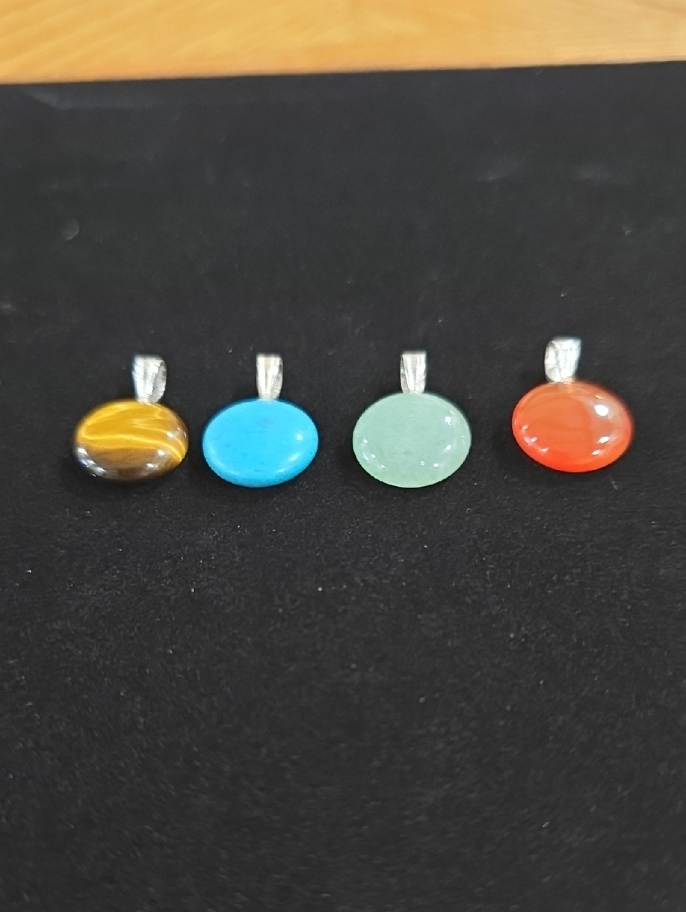 Sterling Silver Multicolor Gemstone Pendant - Red, Blue, Green, Brown